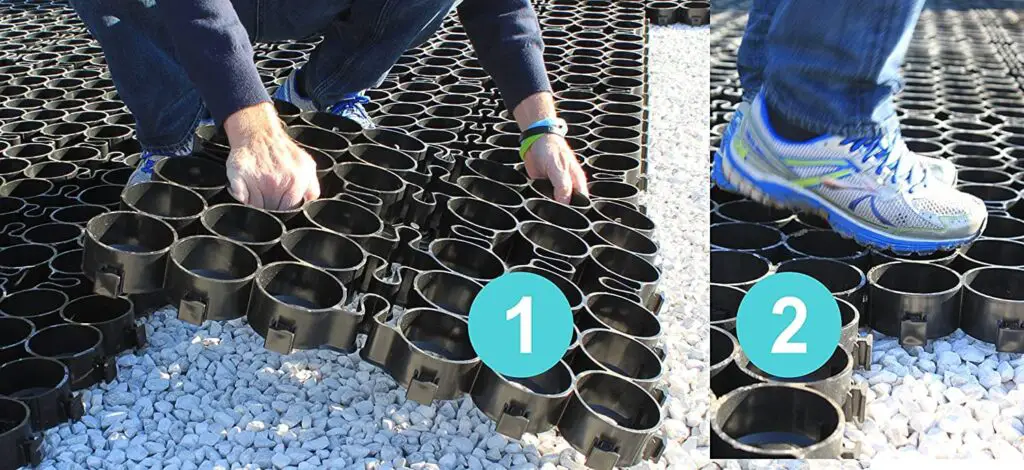 Interlocking TRUEGRID Permeable Plastic Pavers for Gravel Garage Floors